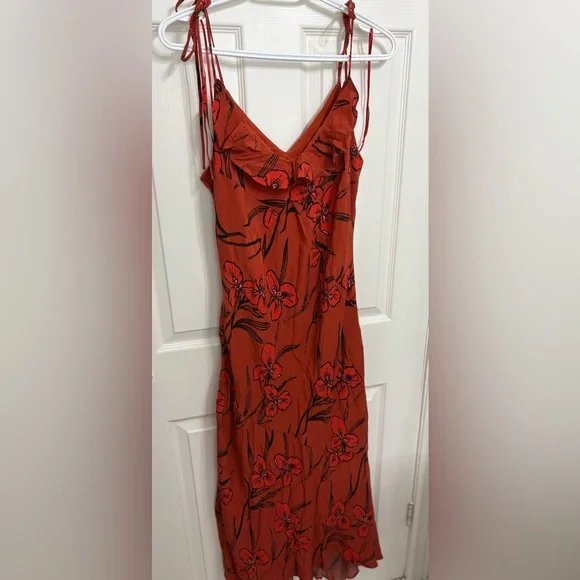 Anthropologie Asymmetrical Red Floral Dress - Picture 3 of 5
